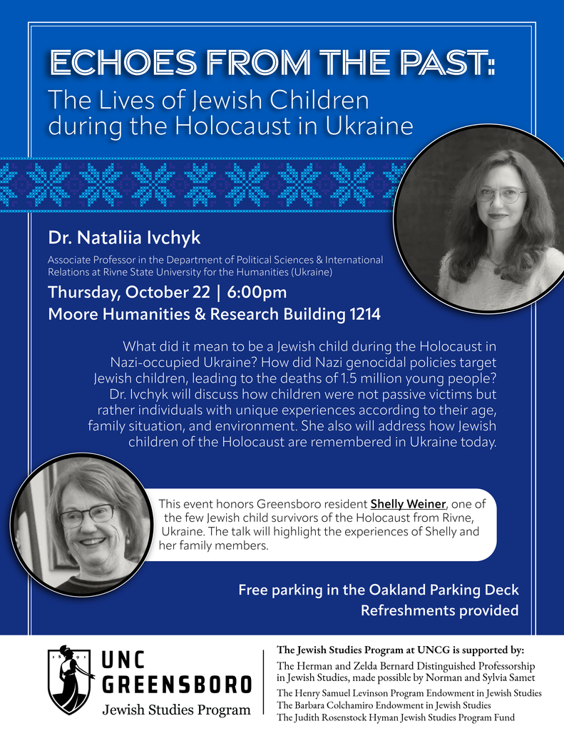 poster for the event "Echoes from the Past: The Lives of Jewish Children During the Holocaust in Ukraine" on October 22, 2026.